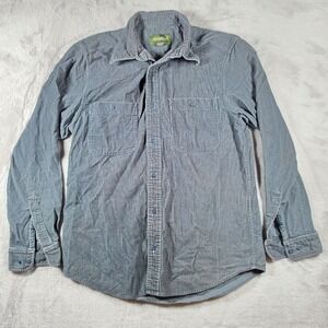 Eddie Bauer Corduroy Shirt Mens S Blue Gray Long Sleeve Button Down Workwear